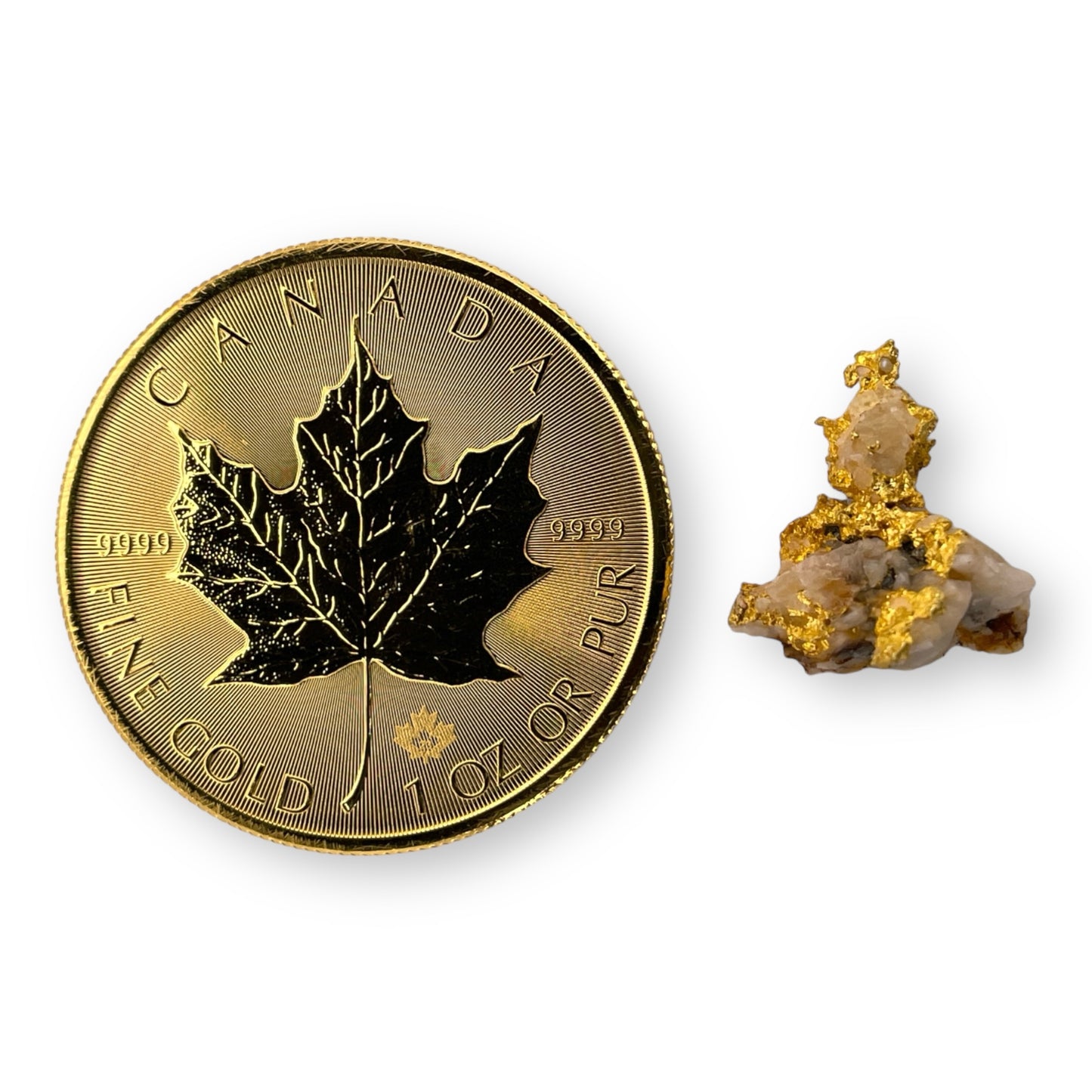 Gold dressed in Quartz Specimen.  2.06 grams