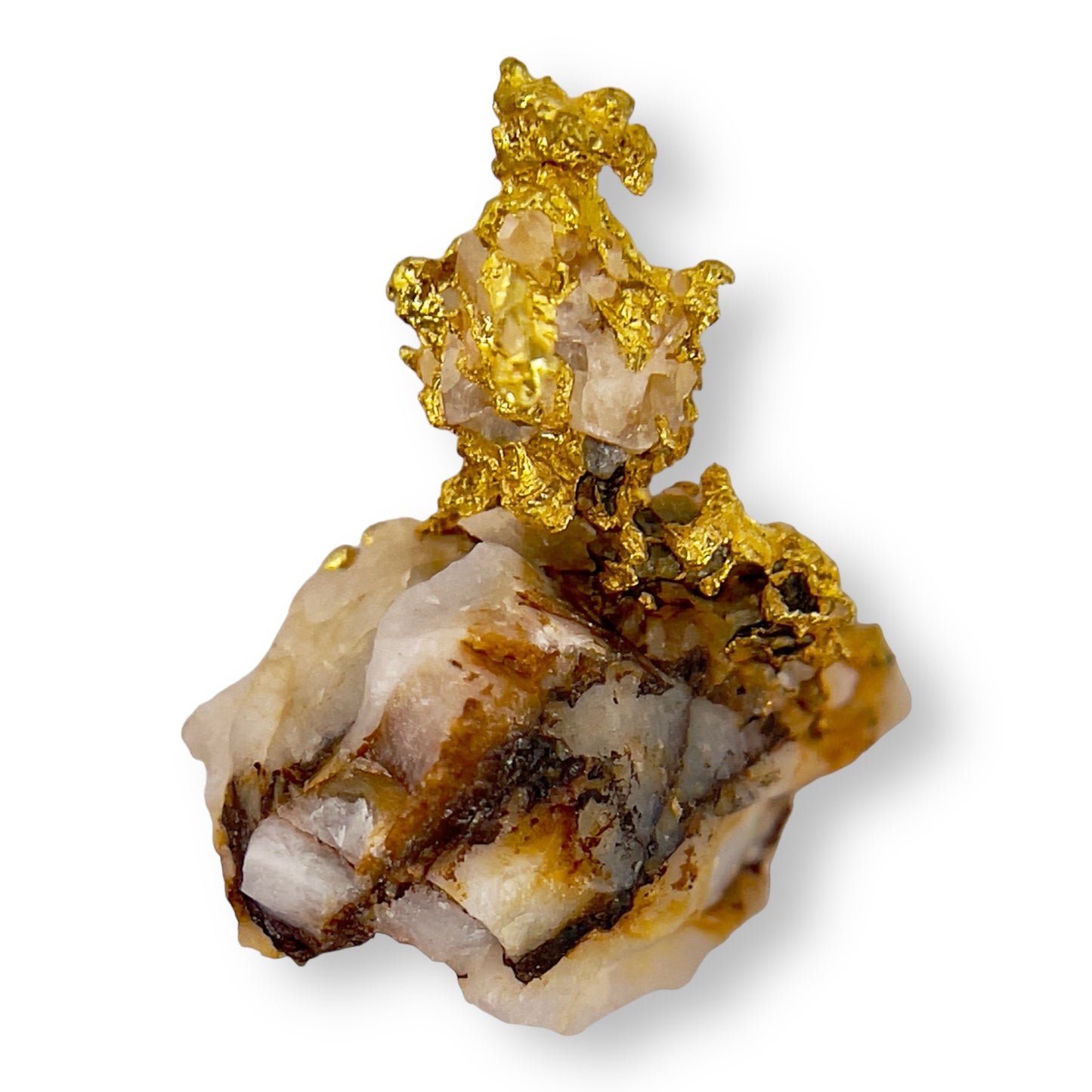 Gold dressed in Quartz Specimen.  2.06 grams